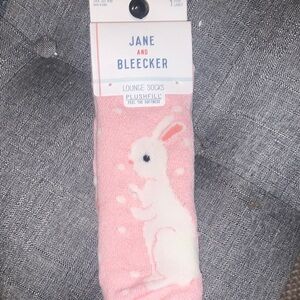 NEW Jane and Bleecker Pink Bunny Lounge Socks